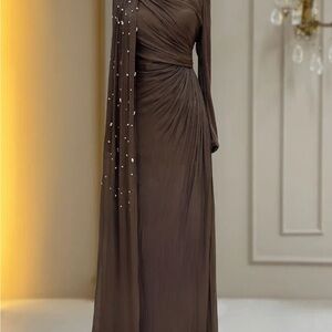 Elegant Brown Evening Gown